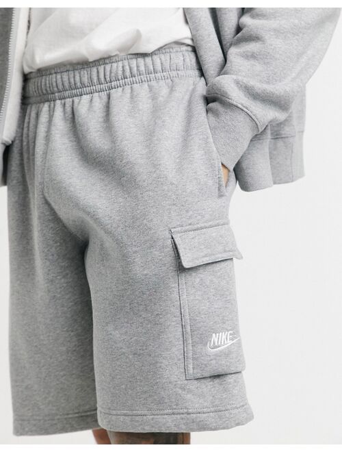 Nike Club fleece cargo shorts in gray heather