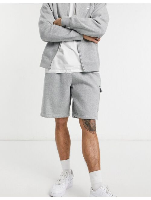 Nike Club fleece cargo shorts in gray heather