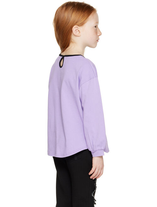 ANNA SUI MINI Kids Purple Embroidered Long Sleeve T-Shirt