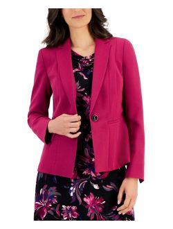 Petite Crepe One-Button Blazer