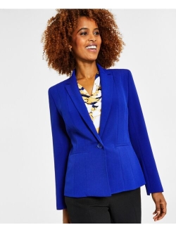 Petite Crepe One-Button Blazer