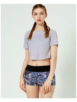 REBODY ACTIVE Echo Laser Cut Mesh Crop Tee for Women