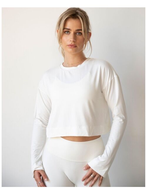 REBODY ACTIVE Go With The Flow Crop Long Sleeve Top for Women