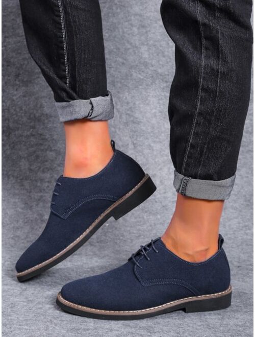 Shein Men Lace-up Front Casual shoes, Letter Striped Round Toe Oxfords Shoes