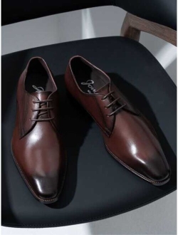 Shein SHOESMALL Men's Dress Shoes Leather Formal Business Oxford Derby Shoes Brogue Wingtip Retro Dress Shoes for Men