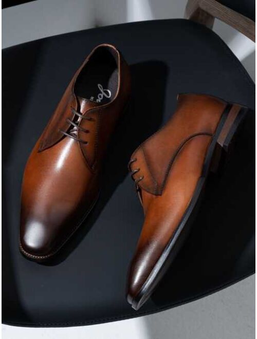 Shein SHOESMALL Men's Dress Shoes Leather Formal Business Oxford Derby Shoes Brogue Wingtip Retro Dress Shoes for Men