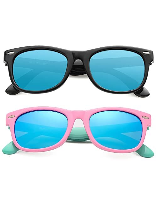 Kursan Kids Polarized Sunglasses for Boys Girls TPEE Rubber Flexible Frame Shades Age 3-10