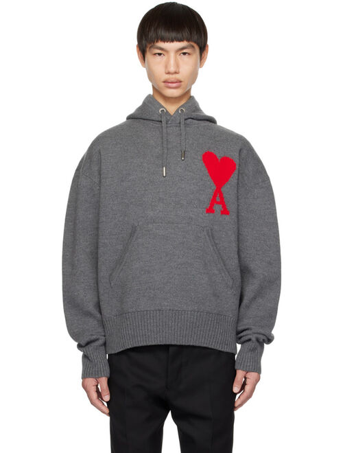 AMI Alexandre Mattiussi Gray Ami de Coeur Hoodie