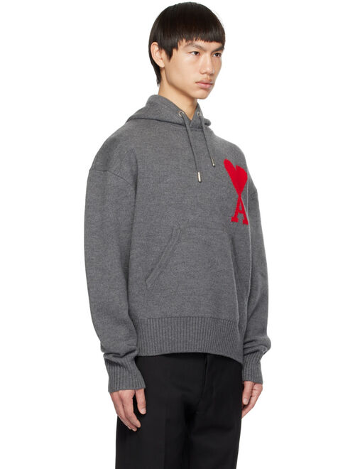 AMI Alexandre Mattiussi Gray Ami de Coeur Hoodie