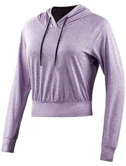 CADMUS Women's Casual Long Sleeve Crop Top Sweatshirt Hoodies for Running 1 or 2 Pack