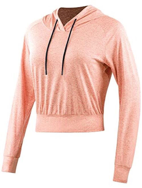 CADMUS Women's Casual Long Sleeve Crop Top Sweatshirt Hoodies for Running 1 or 2 Pack