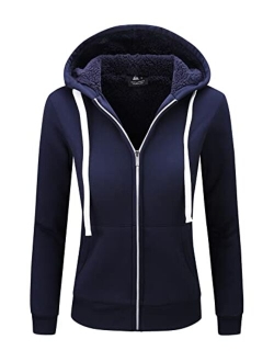 GEEK LIGHTING Hoodies for Women Sherpa Lined Winter Fleece Sweatshirt - Full Zip Up Thick