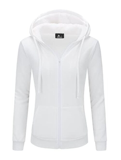 GEEK LIGHTING Hoodies for Women Sherpa Lined Winter Fleece Sweatshirt - Full Zip Up Thick