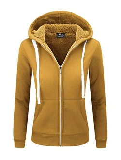 GEEK LIGHTING Hoodies for Women Sherpa Lined Winter Fleece Sweatshirt - Full Zip Up Thick