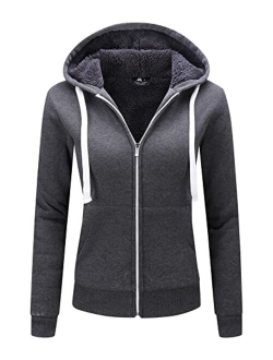 GEEK LIGHTING Hoodies for Women Sherpa Lined Winter Fleece Sweatshirt - Full Zip Up Thick