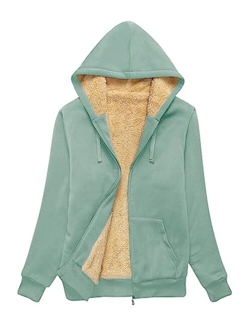 GEEK LIGHTING Hoodies for Women Sherpa Lined Winter Fleece Sweatshirt - Full Zip Up Thick