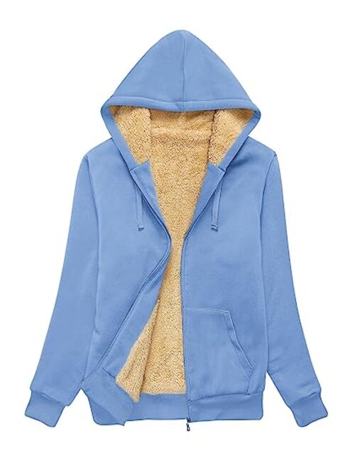 GEEK LIGHTING Hoodies for Women Sherpa Lined Winter Fleece Sweatshirt - Full Zip Up Thick