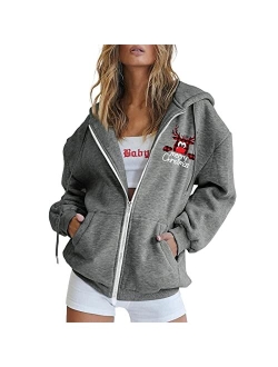 Huchpi Oversized Zip Up Hoodie Womens Long Sleeve Hoodie Sweatshirts Lightweight Pullover Tops Cotton Sweatshirt Dress