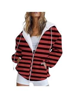 Huchpi Oversized Zip Up Hoodie Womens Long Sleeve Hoodie Sweatshirts Lightweight Pullover Tops Cotton Sweatshirt Dress