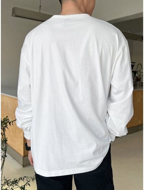 DAZY Men Cotton Solid Drop Shoulder Tee