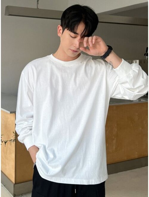 DAZY Men Cotton Solid Drop Shoulder Tee