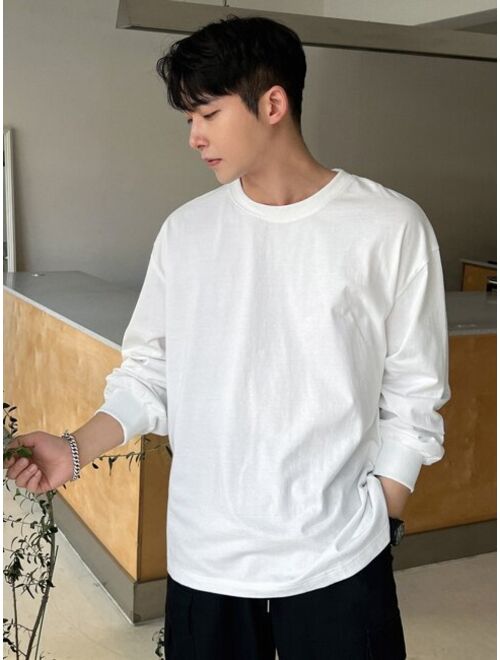 DAZY Men Cotton Solid Drop Shoulder Tee