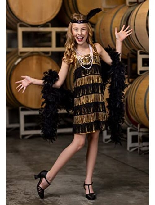 Fun Costumes Girls Gold and Black Flapper Dress 1920s Flapper Dress