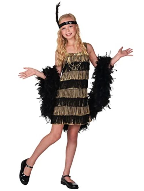 Fun Costumes Girls Gold and Black Flapper Dress 1920s Flapper Dress