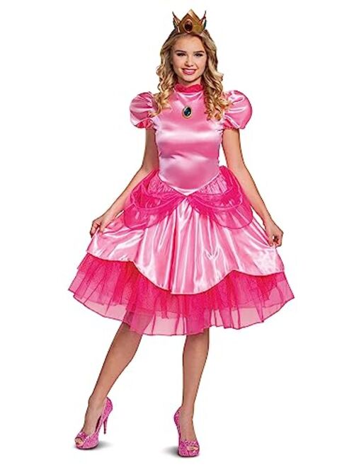 Disguise Princess Peach Costume, Official Nintendo Super Mario Bros Dress and Crown