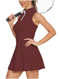 Tennis Golf Dress with Shorts Underneath & Pockets Polo Sleeveless Exercise Workout Athletic Dresses for Women