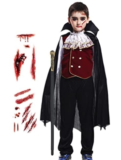 EOZY Kids Boys Halloween Vampire Costume Child Vampire Noble Dracula Role Play Dress Up Cosplay Party Clothes