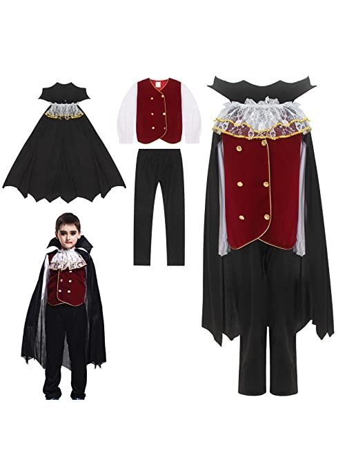 EOZY Kids Boys Halloween Vampire Costume Child Vampire Noble Dracula Role Play Dress Up Cosplay Party Clothes