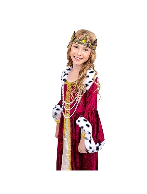 Dress Up America Queen Costume for Girls - Kids Renaissance Princess Costume - Royal Gown and Crown Set