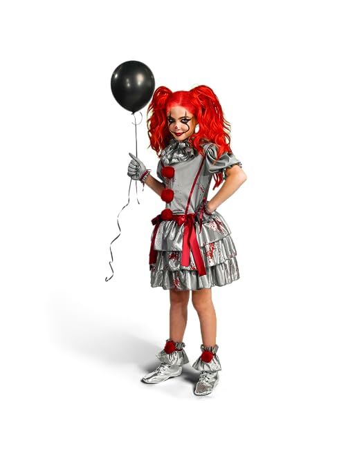 Spooktacular Creations Girls Clown Costume, Evil Clown Dress, Scary Jester Costume for Girls Halloween Dress Up