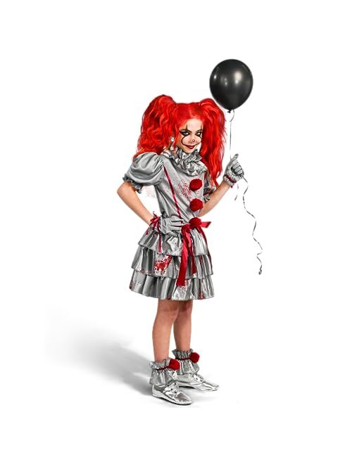 Spooktacular Creations Girls Clown Costume, Evil Clown Dress, Scary Jester Costume for Girls Halloween Dress Up