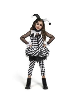 Girls Clown Costume, Evil Clown Costume, Black and White Clown Dress for Girls Halloween Dress Up