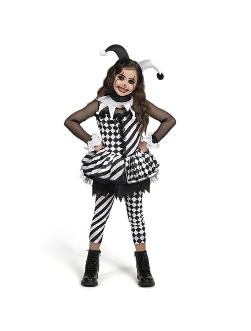 Spooktacular Creations Girls Clown Costume, Evil Clown Costume, Black and White Clown Dress for Girls Halloween Dress Up