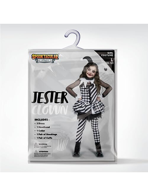 Spooktacular Creations Girls Clown Costume, Evil Clown Costume, Black and White Clown Dress for Girls Halloween Dress Up