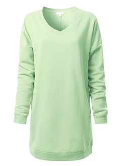 Design by Olivia Women's Casual Oversized Loose Fit V-Neck Fleece Pullover Sweatshirts Tunic Fall Outfits S~3X