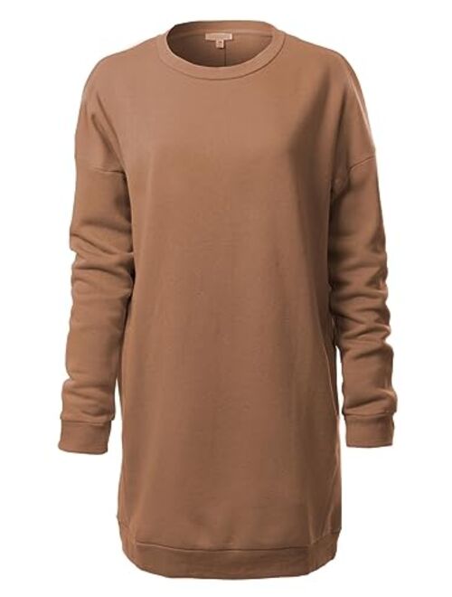 Design by Olivia Women's Casual Oversized Loose Fit V-Neck Fleece Pullover Sweatshirts Tunic Fall Outfits S~3X