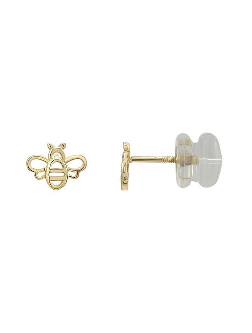 Charming Girl 14k Gold Bee Stud Earrings