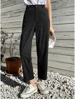 High Waist Corduroy Straight Leg Pants