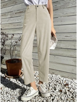 High Waist Corduroy Straight Leg Pants