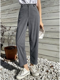 High Waist Corduroy Straight Leg Pants