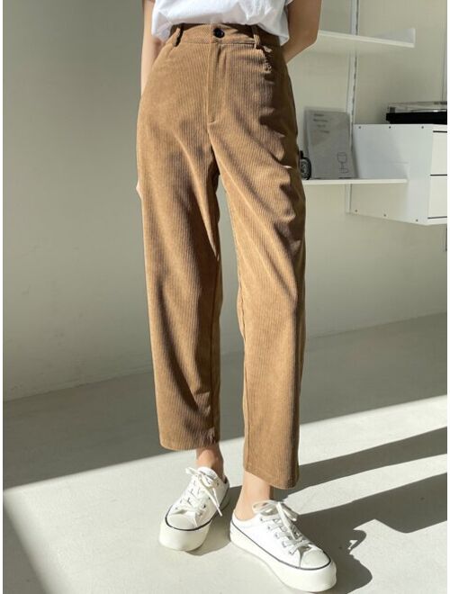 DAZY High Waist Corduroy Straight Leg Pants