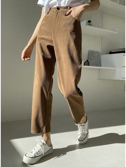 DAZY High Waist Corduroy Straight Leg Pants