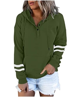 FARORO Hooded Sweatshirts for Women Hoodies Pullover Casual Sports Top Button Down Shirt with Pockets