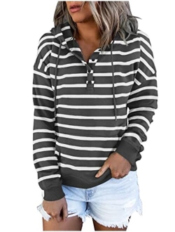 FARORO Hooded Sweatshirts for Women Hoodies Pullover Casual Sports Top Button Down Shirt with Pockets