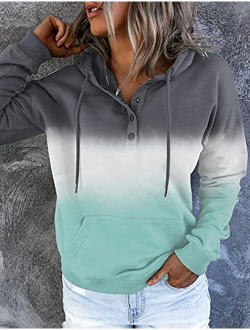 FARORO Hooded Sweatshirts for Women Hoodies Pullover Casual Sports Top Button Down Shirt with Pockets