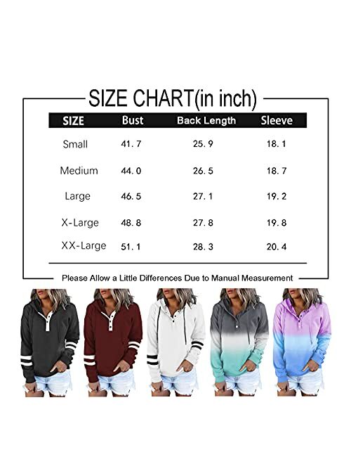 FARORO Hooded Sweatshirts for Women Hoodies Pullover Casual Sports Top Button Down Shirt with Pockets